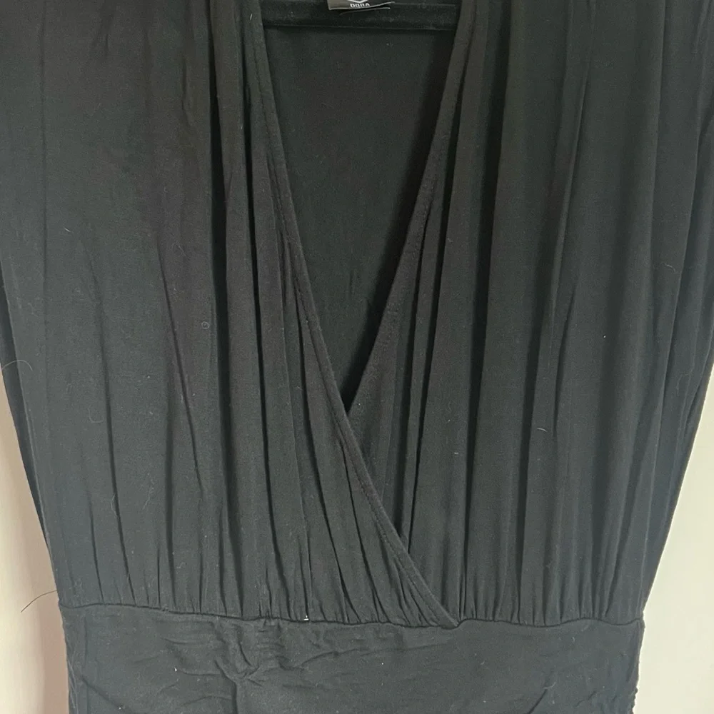 🕶️Agnes & Dora Sleeveless Maxi Dress Deep V-Neck Ruched Waist Black Size L - Picture 4 of 6